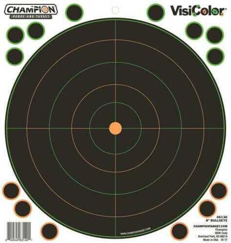 Champion Targets 46136 VisiColor Self-Adhesive Paper 8" Bullseye Orange/Black 5 Pack